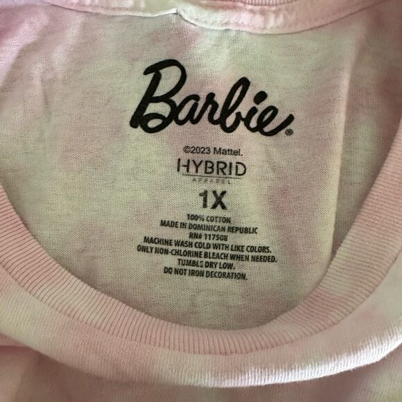 NWT Women’s Teens Barbie Short Sleeve Tee Short Top Tie Dye Pink Dream Car - 1XL - Picture 4 of 6
